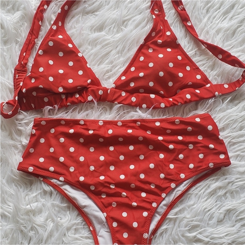 Red Polka Dot Bikini Set
